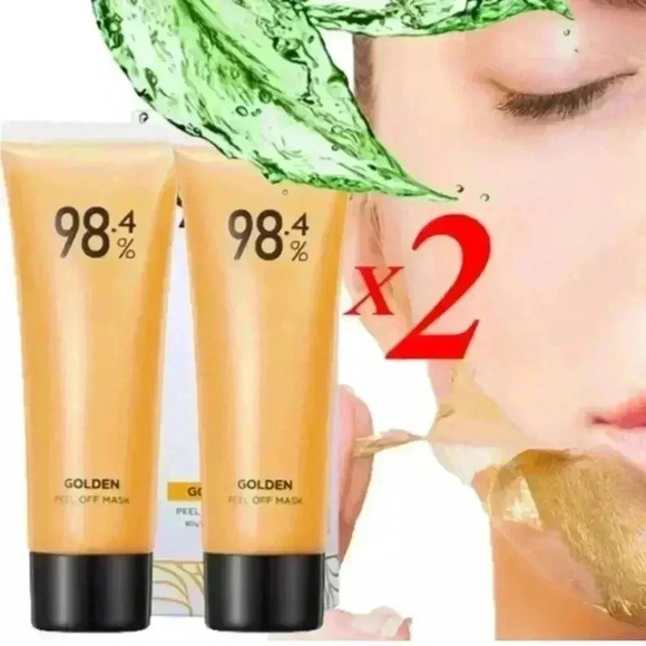 2PC GOLD FOIL Peel-Off Mask 98.4% Gold Face Mask,For Pores Wrinkles Spa NEW US - Picture 1 of 16